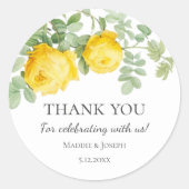 Gele Rose | Weddenschap Hartelijk dank Ronde Sticker (Voorkant)