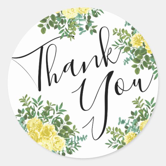 Gele Rose Wedding  Floral Ronde Sticker (Voorkant)