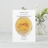 Gele Rosebud bruiloft Menu (Staand voorkant)