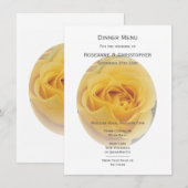 Gele Rosebud bruiloft Menu (Voorkant / Achterkant)