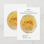 Gele Rosebud bruiloft RSVP Kaartje (Voorkant / Achterkant)