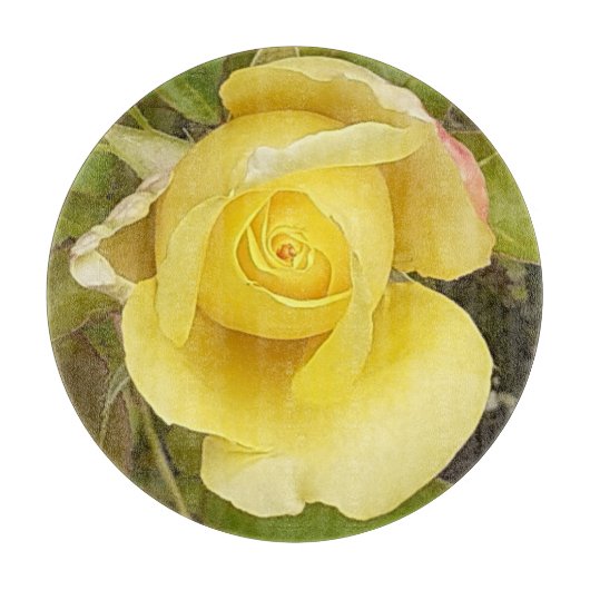 Gele Rosebud Chopping Board Snijplank (Voorkant)