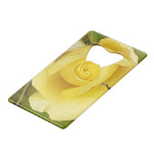 Gele Rosebud flesopener Creditkaart Flessenopener (Voorkant Gekanteld)