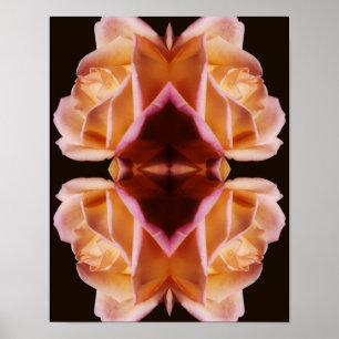 Gele Rosebud Flower Mirrored Art Getint Poster