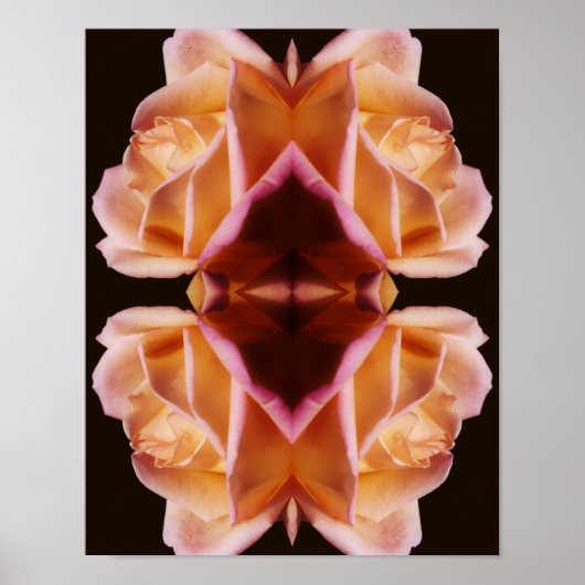 Gele Rosebud Flower Mirrored Art Getint Poster (Voorkant)