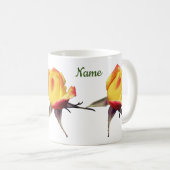 Gele Rosebud Flowers gepersonaliseerd Koffiemok (Voorkant rechts)