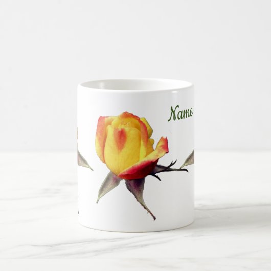 Gele Rosebud Flowers gepersonaliseerd Koffiemok (Center)