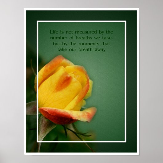 Gele Rosebud Life Attitude Quote Inspirerend Poster (Voorkant)