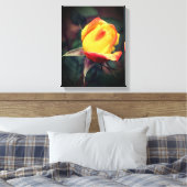 Gele rosebud met rode hooglichten canvas afdruk (Insitu (Slaapkamer))
