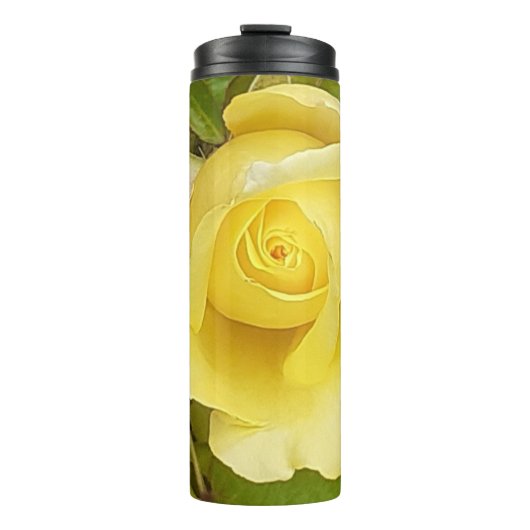 Gele Rosebud Thermal Tumbler Thermosbeker (Voorkant)