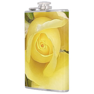 Gele Rosebud Vinyl Wrapped Flask Heupfles