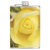 Gele Rosebud Vinyl Wrapped Flask Heupfles (Voorkant)