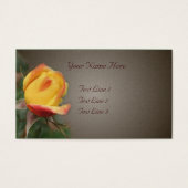 Gele rosebudventiel op bruin visitekaartjes (Voorkant)