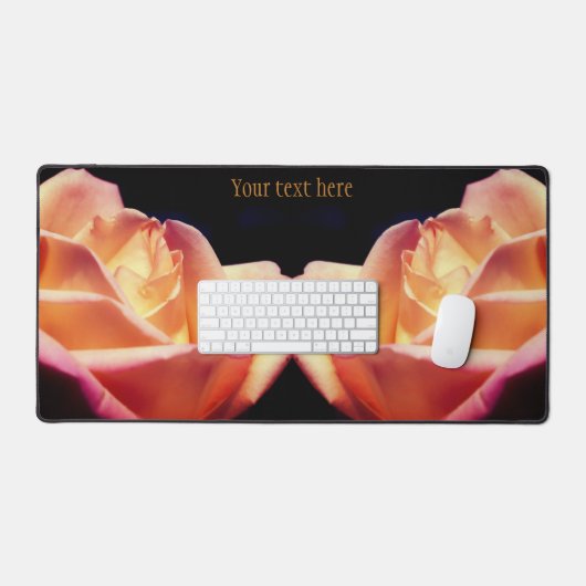 Gele rosebudventilator, gekleurd bureaumat (Keyboard & Muis)