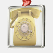 Gele Rotary Phone Metalen Ornament (Links)