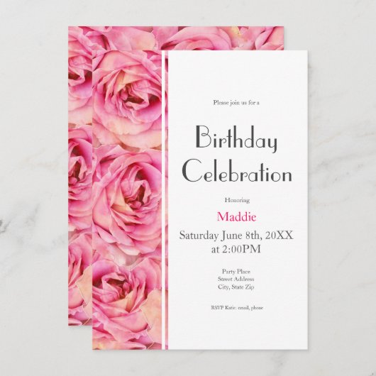 Gele Roze Aquarel Rozen Abstract Patroon Kaart (Voorkant / Achterkant)