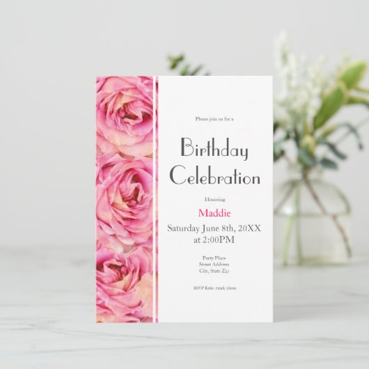 Gele Roze Aquarel Rozen Abstract Patroon Kaart (Staand voorkant)