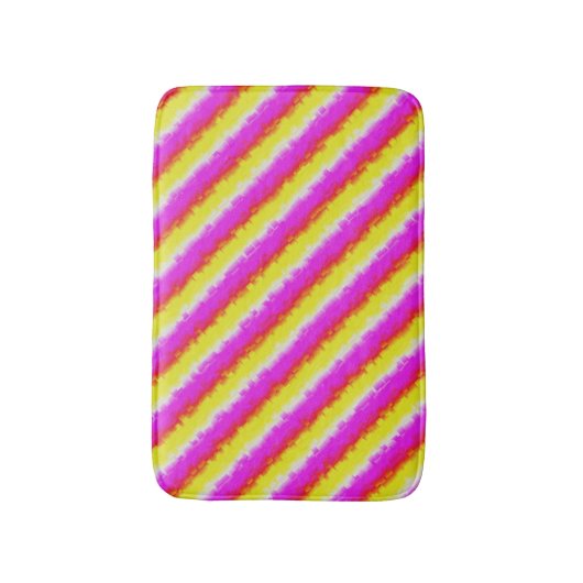 Gele roze Artdeco regenboogstrips Badmat (Voorkant Verticaal)
