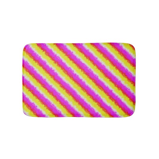 Gele roze Artdeco regenboogstrips Badmat (Voorkant)