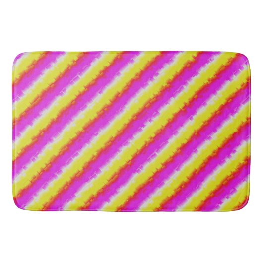 Gele roze Artdeco regenboogstrips Badmat (Voorkant)