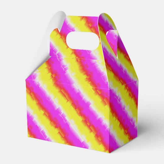 Gele roze Artdeco regenboogstrips Bedankdoosjes (Voorkant Zijde)