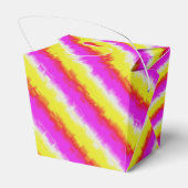 Gele roze Artdeco regenboogstrips Bedankdoosjes (Achterkant)