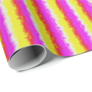 Gele roze Artdeco regenboogstrips Cadeaupapier
