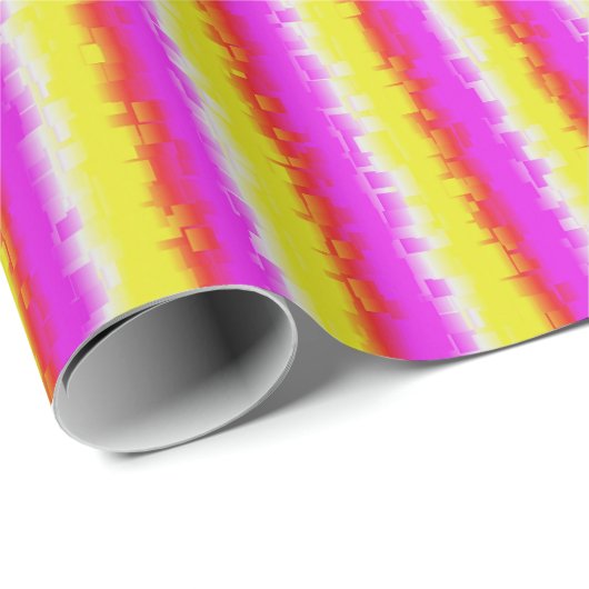 Gele roze Artdeco regenboogstrips Cadeaupapier (Rol Hoek)