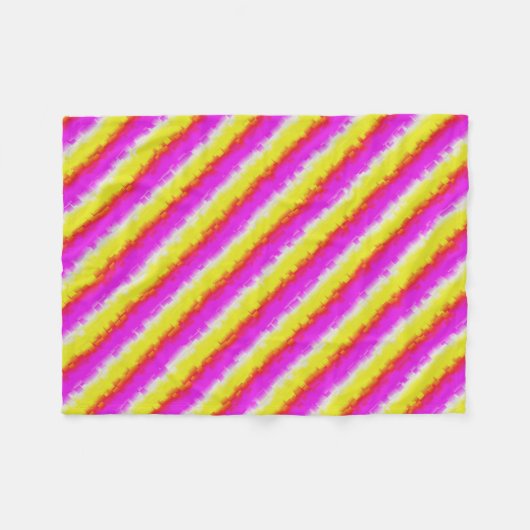 Gele roze Artdeco regenboogstrips Fleece Deken (Voorkant (Horizontaal))