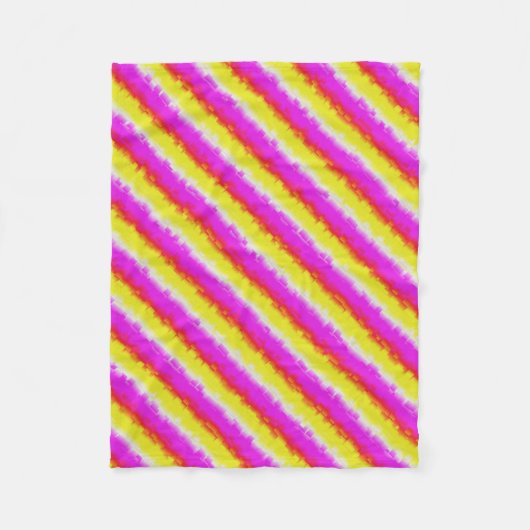 Gele roze Artdeco regenboogstrips Fleece Deken (Voorkant)