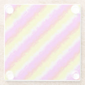 Gele roze Artdeco regenboogstrips Glazen Onderzetter (Achterkant)