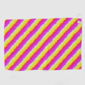 Gele roze Artdeco regenboogstrips Golfhanddoek (Horizontaal)