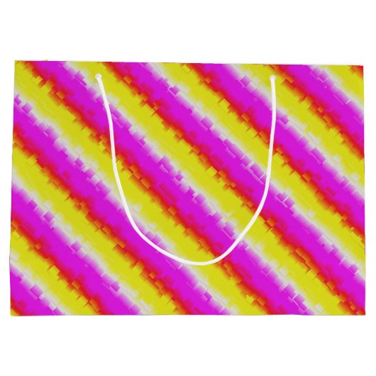 Gele roze Artdeco regenboogstrips Groot Cadeauzakje (Achterkant)