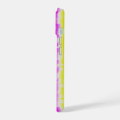 Gele roze Artdeco regenboogstrips iPhone 15 Case (Linkerkant)