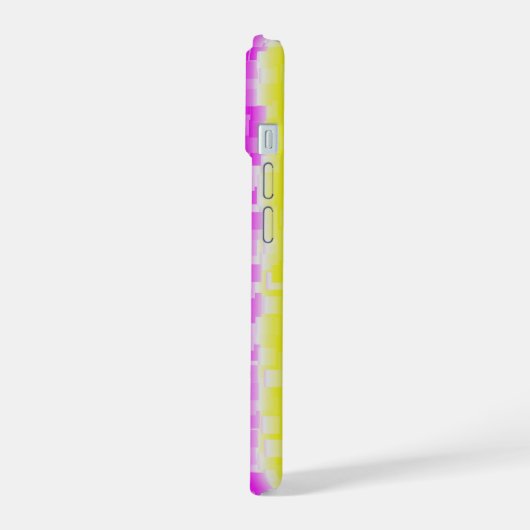 Gele roze Artdeco regenboogstrips iPhone 15 Case (Linkerkant)