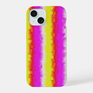 Gele roze Artdeco regenboogstrips iPhone 15 Case