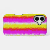 Gele roze Artdeco regenboogstrips iPhone 16 Hoesje (Achterkant horizontaal)