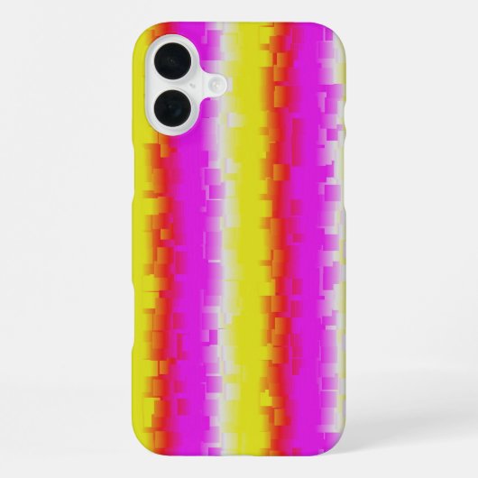 Gele roze Artdeco regenboogstrips iPhone Hoesje (Achterkant)