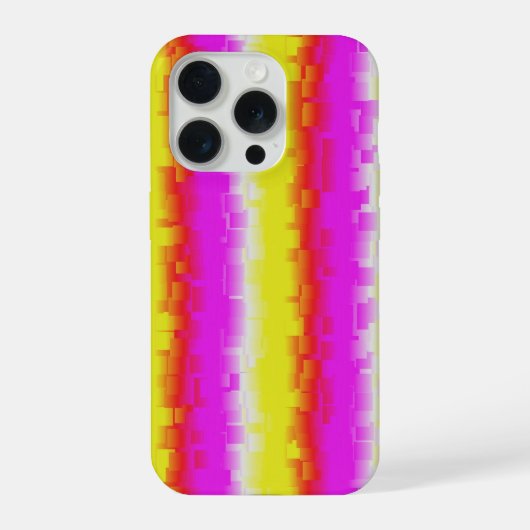 Gele roze Artdeco regenboogstrips iPhone Hoesje (Achterkant)
