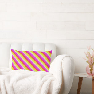 Gele roze Artdeco regenboogstrips Kussen