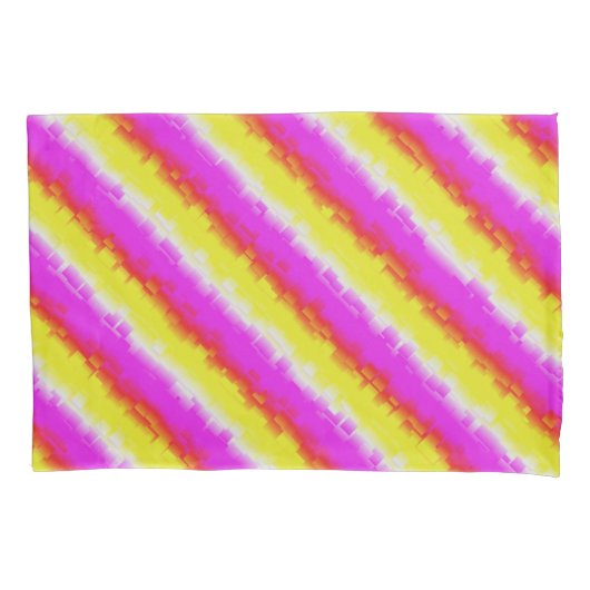 Gele roze Artdeco regenboogstrips Kussensloop (Voorkant)
