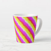 Gele roze Artdeco regenboogstrips Latte Mok (Rechterhoek)
