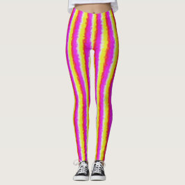 Gele roze Artdeco regenboogstrips Leggings