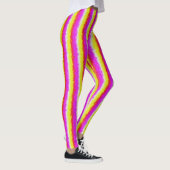 Gele roze Artdeco regenboogstrips Leggings (Rechts)