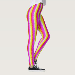 Gele roze Artdeco regenboogstrips Leggings
