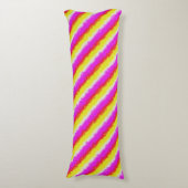 Gele roze Artdeco regenboogstrips Lichaamskussen (Voorkant Verticaal)