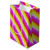 Gele roze Artdeco regenboogstrips Medium Cadeauzakje (Voorkant Gekanteld)