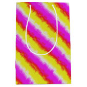Gele roze Artdeco regenboogstrips Medium Cadeauzakje (Voorkant)