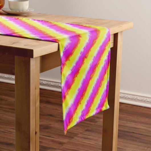 Gele roze Artdeco regenboogstrips Medium Tafelloper (Voorbeeld)