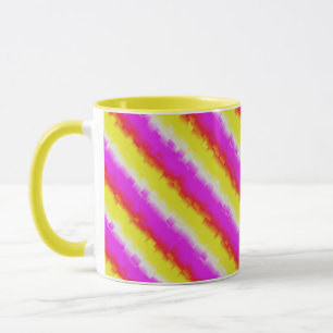 Gele roze Artdeco regenboogstrips Mok